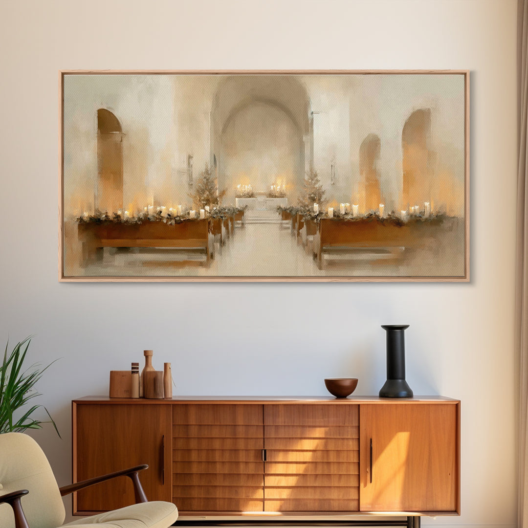 Quiet Sanctuary Peace – Framed Canvas Print – Christian Art – Minimalist Christian Art – Christmas Art Prints – Christian Decorations – Mod
