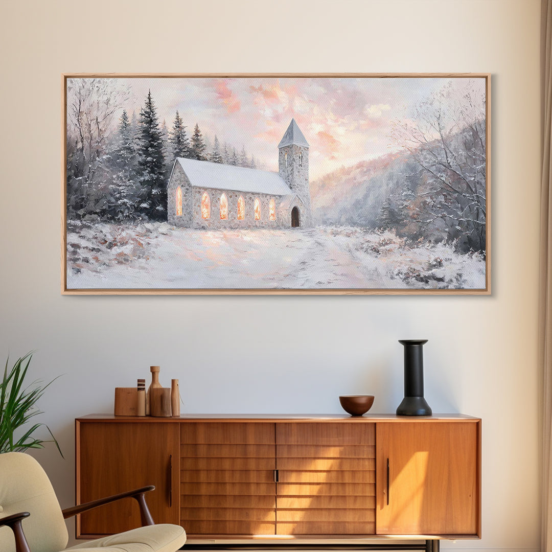 Chapel Dawn – Framed Canvas Print – Christmas Wall Art – Christian Art Canvas – Christian Art – Framed Christmas Art – Christian Christmas