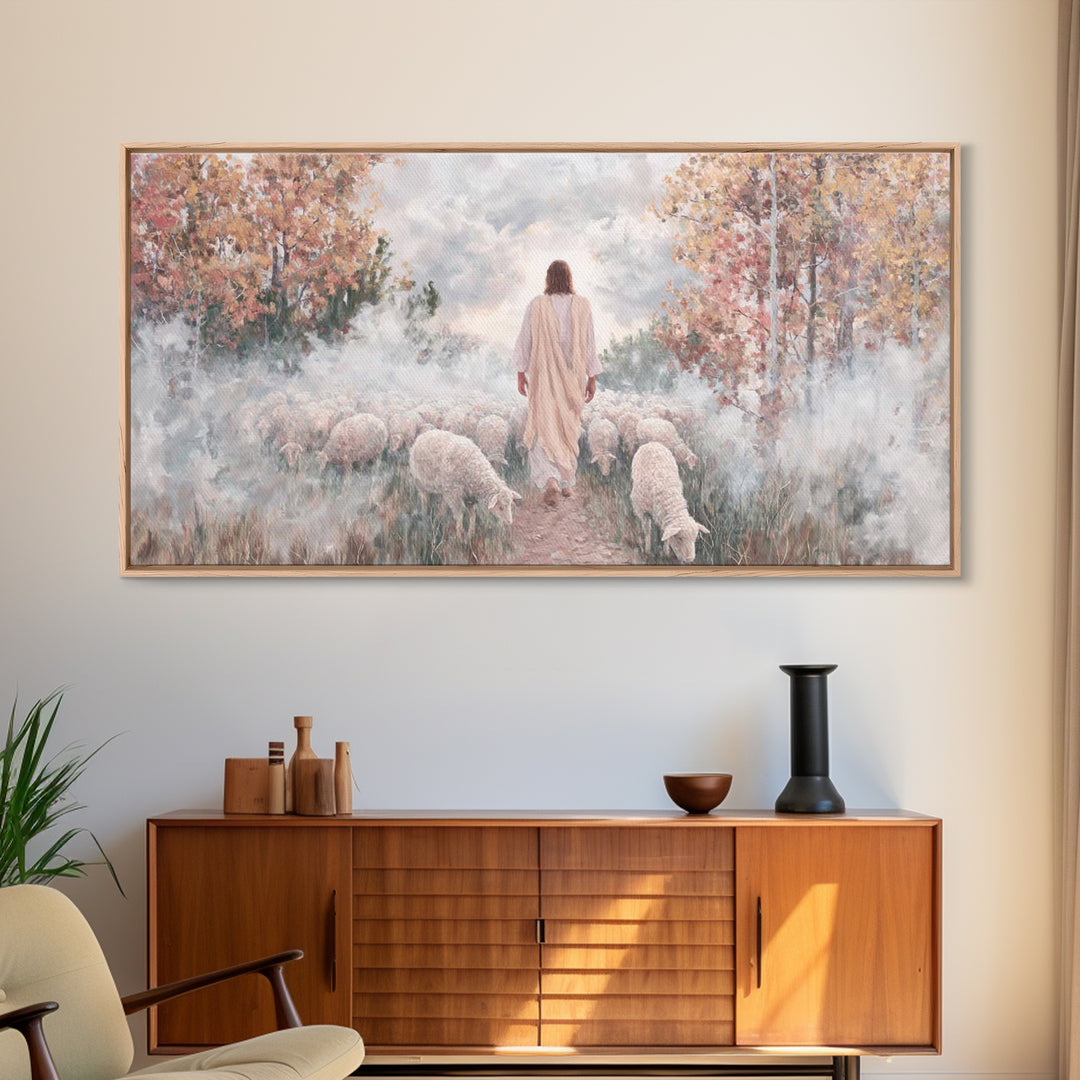 The Good Shepherd – Framed Canvas Print – Jesus Painting – Christian Wall Art – Christian Art Canvas – Christian Art Print – Christian Gift