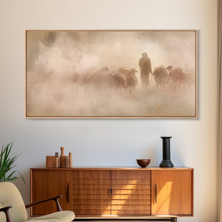 Guiding Light – Framed Canvas Print – Christian Art Canvas – Minimalist Christian Art – Christian Wall Art – Jesus Art Print – Subtle Chris