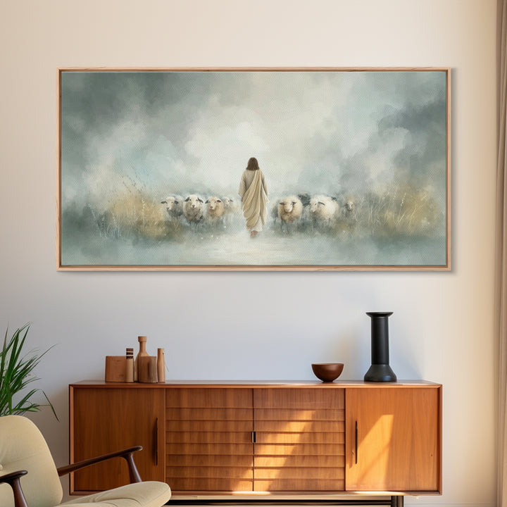 Heavenly Flock – Framed Canvas Print – Christian Wall Art – Jesus Art Print – Christian Art Canvas – Christian Painting – Subtle Christian