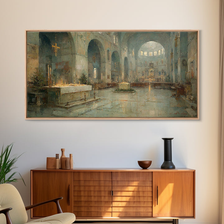 Cathedral of Stillness, Framed Canvas Print, Christian Art Canvas, Christian Wall Art, Christmas Art, Framed Christmas Wall Art, Vintage Ch