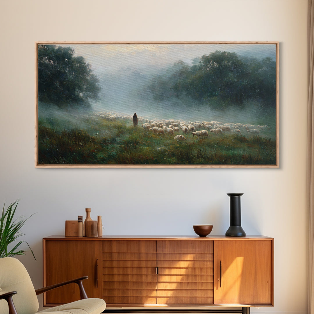 Shepherds At Dawn – Framed Canvas Print – Christian Wall Art – Christian Art Canvas – Jesus Painting – Christian Christmas Art