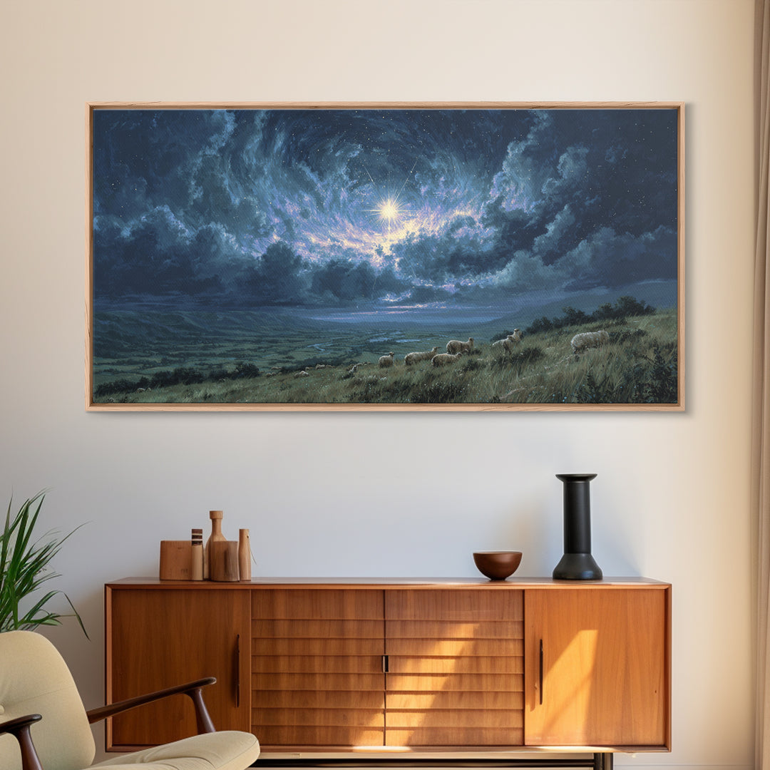 Star Of Bethlehem – Framed Canvas Print – Christian Christmas Art – Christian Wall Art – Jesus Painting – Christmas Canvas Wall Art