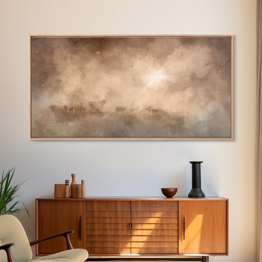 Silent Glory – Framed Canvas Print – Christian Art Canvas – Christian Wall Art – Moody Christmas Art – Christian Christmas