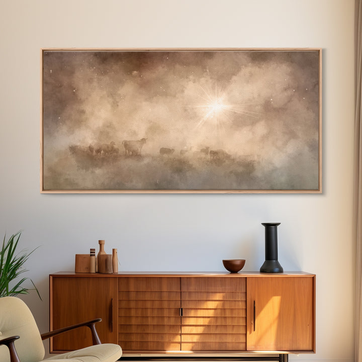 Silent Glory – Framed Canvas Print – Christian Art Canvas – Christian Wall Art – Moody Christmas Art – Christian Christmas
