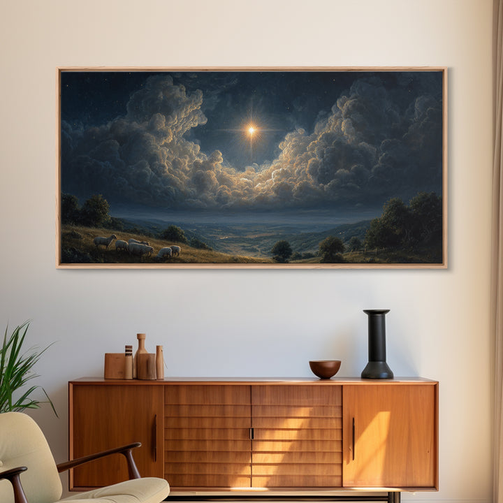 Dawn Of Hope – Framed Canvas Print – Christian Wall Art – Christian Art Print – Christmas Art Work – Jesus Christmas Art
