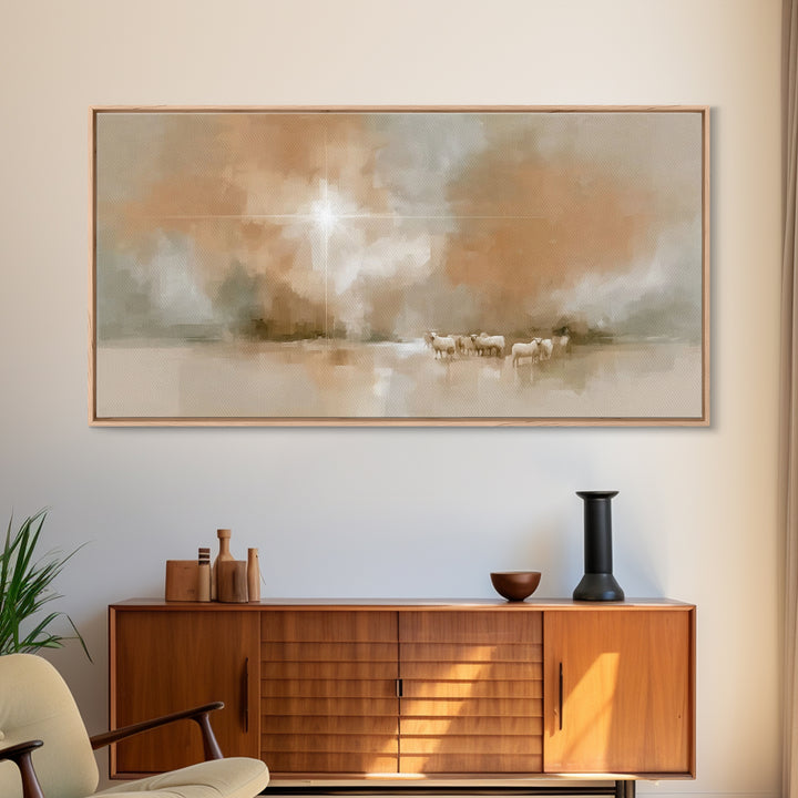 Bethlehem Light – Framed Canvas Print – Christian Art Canvas – Modern Christian Art – Christmas Wall Art – Jesus Painting