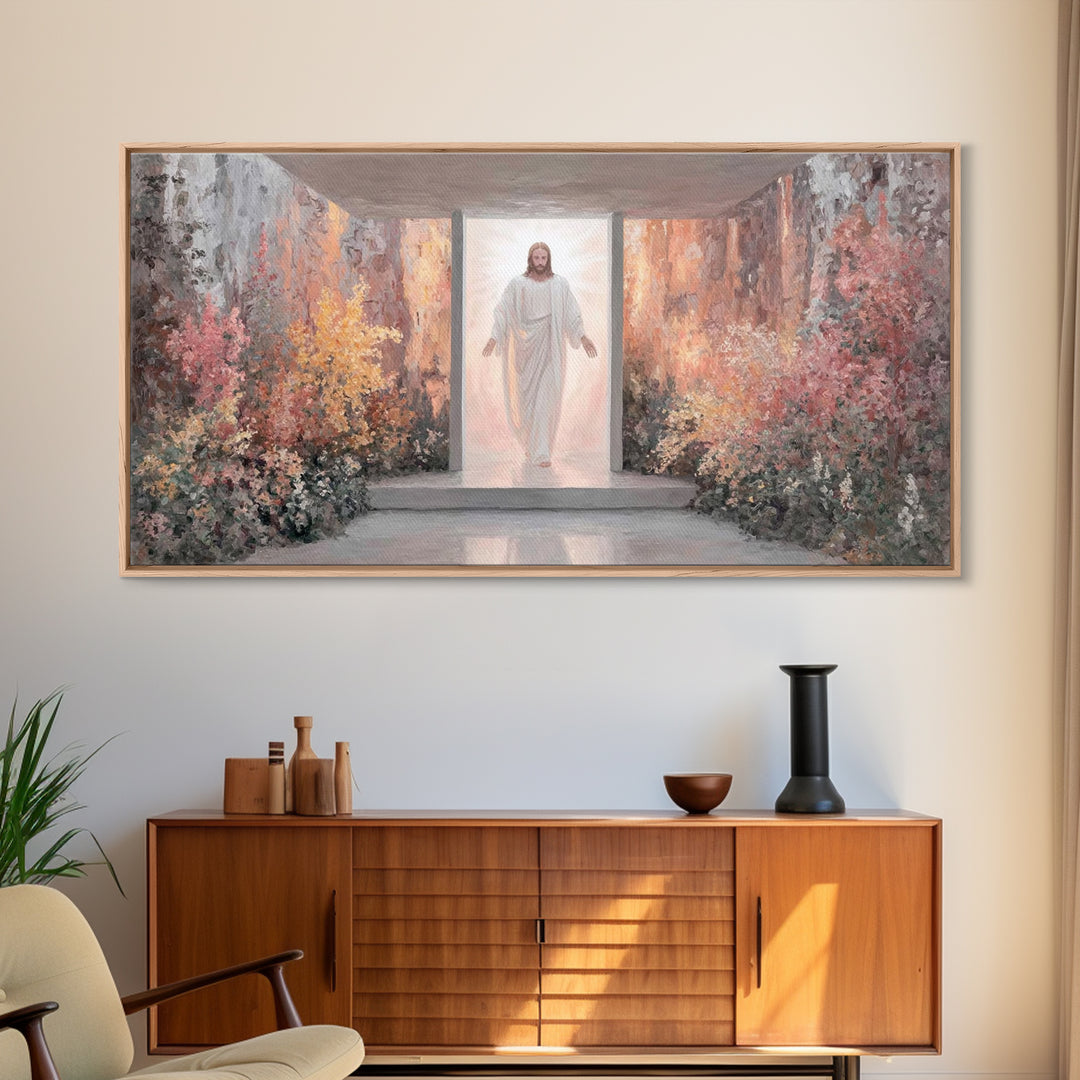 Risen In Light – Framed Canvas Print – Christian Wall Art – Jesus Painting – Christian Art Canvas – Modern Christian Art – Christian Art