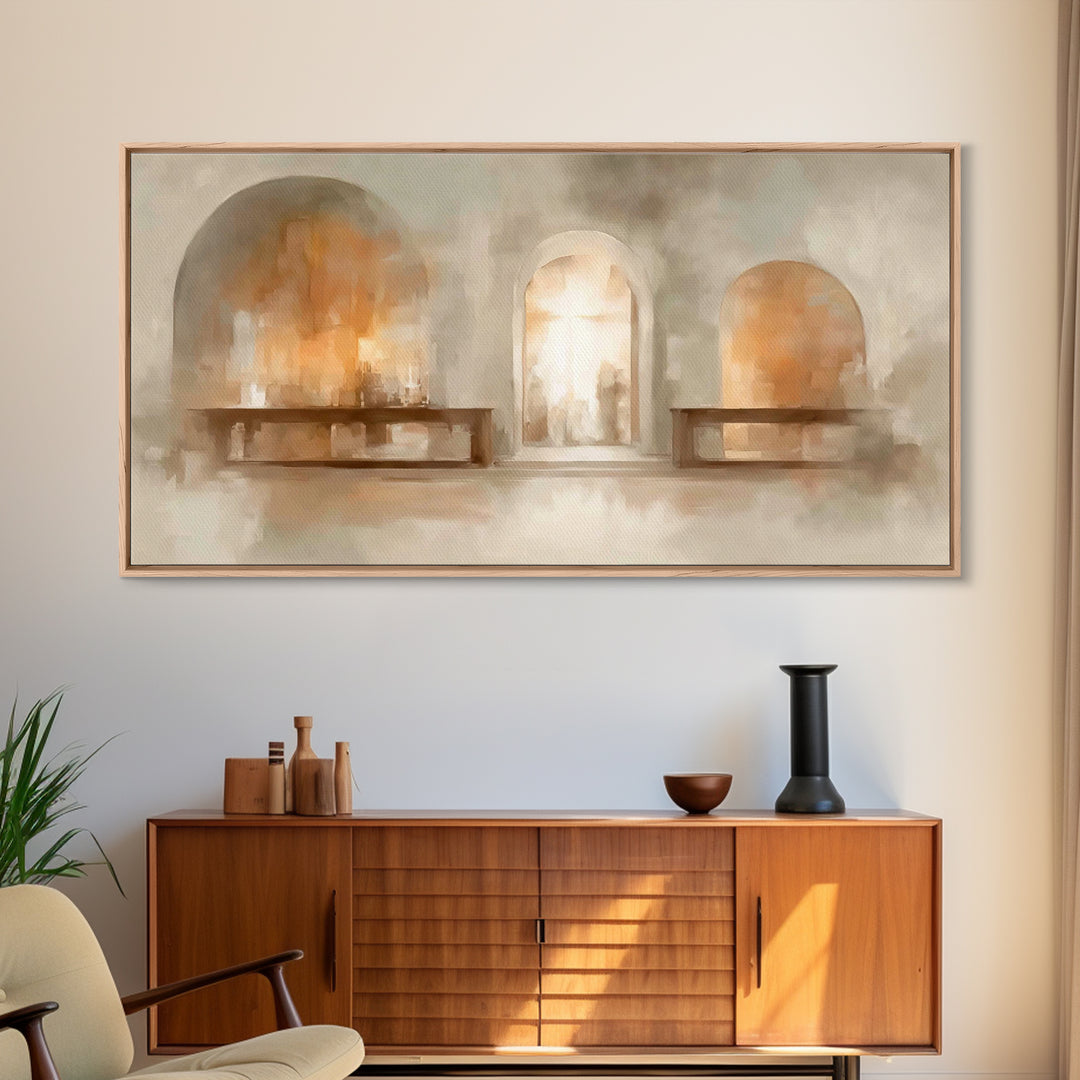 Sanctuary Glow – Framed Canvas Print – Christian Art – Christian Art Painting – Minimalist Christian Art – Christian Wall Art – Christian G