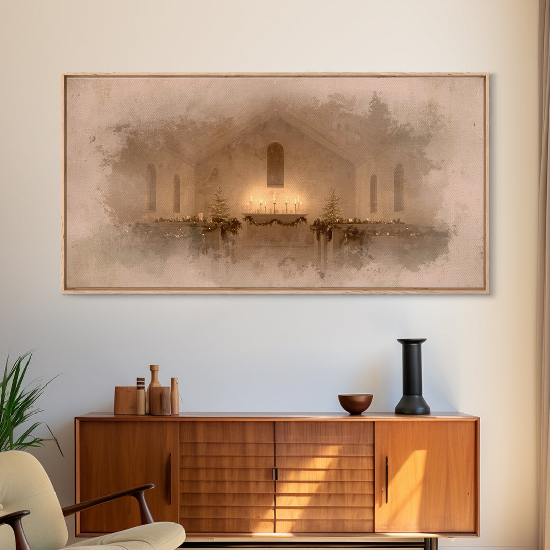 Sacred Hearth | Framed Canvas Print | Christian Art Canvas | Christmas Art Work | Christian Christmas Decor | Christian Art Gift | Moody Ch