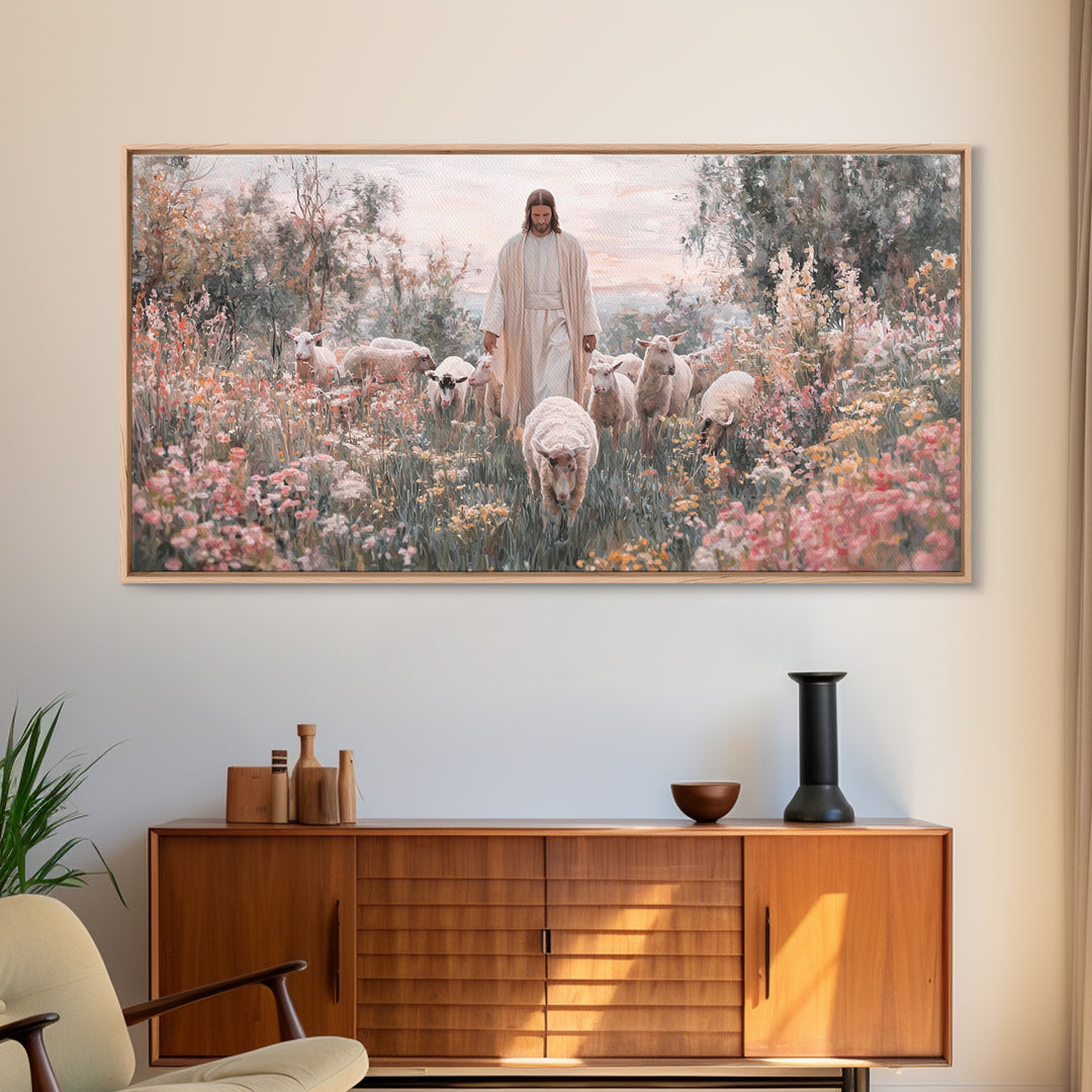 Grace In Bloom | Framed Canvas Print | Christian Wall Art | Jesus Painting | Christian Art Print | Modern Christian Art | Christian Gift Id