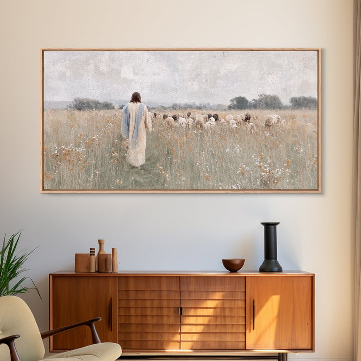 Field Of Mercy | Framed Canvas Print | Christian Art Canvas | Jesus Painting | Christian Wall Art | Modern Christian Painting | Christian D