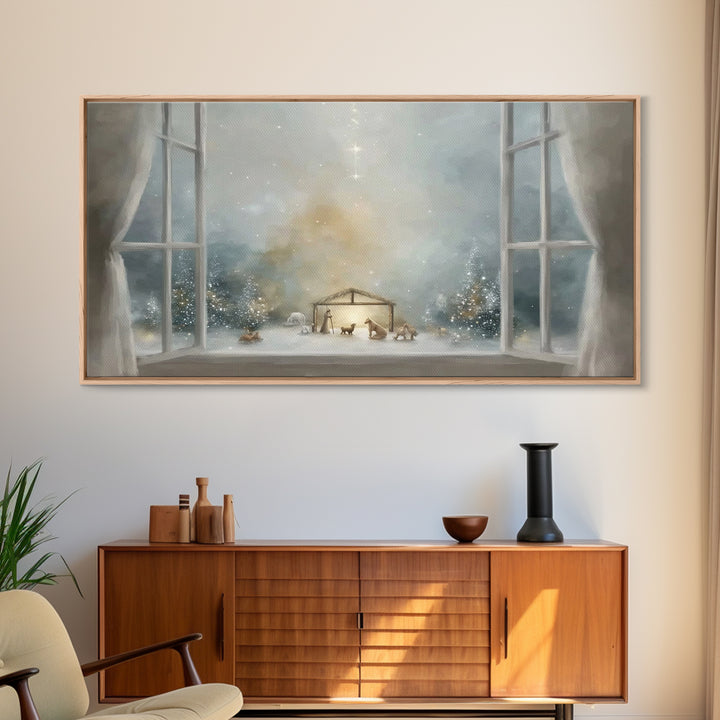 Holy Window Light | Framed Canvas Print | Christmas Art | Christian Art Canvas | Christian Wall Art | Christian Decor | Jesus Painting