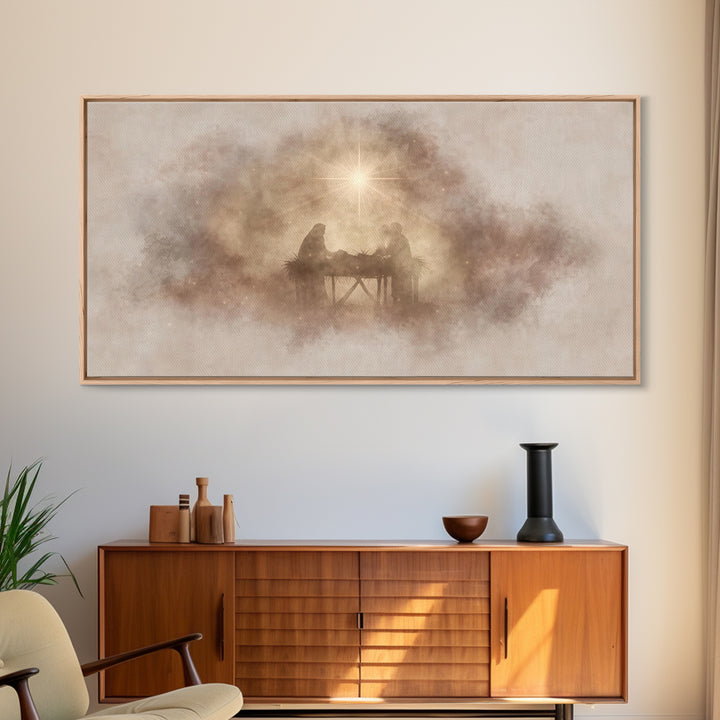 Holy Stillness | Framed Canvas Print | Christian Wall Art | Jesus Painting | Christian Art Canvas | Christian Decor | Christmas Art