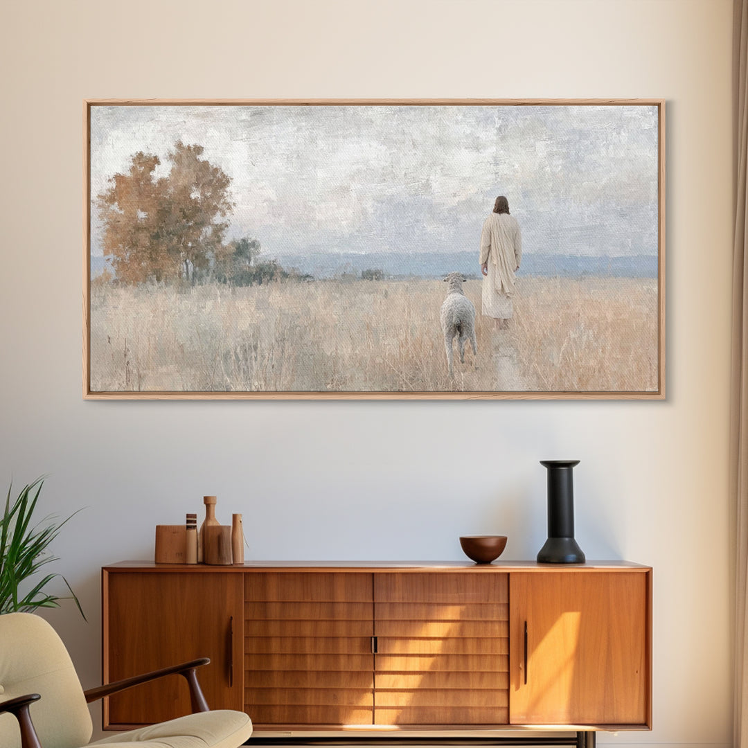 Pastoral Grace – Framed Canvas Print – Christian Wall Art – Jesus Painting – Christian Art Canvas – Christian Christmas Art – Art Print
