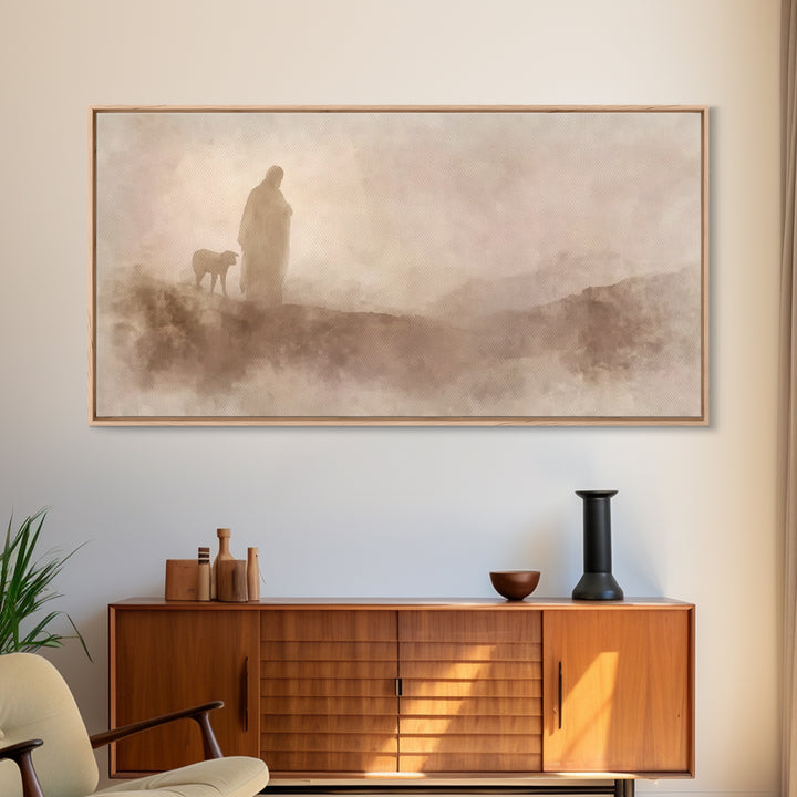 Silent Footsteps | Framed Canvas Print | Christian Wall Art | Christian Art Print | Jesus Painting | Christmas Art | Christian Decor | Fait
