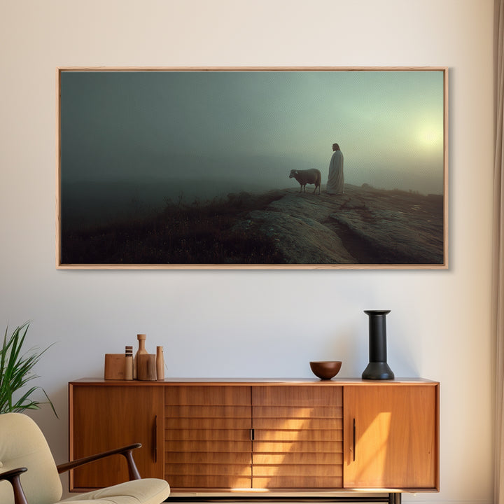 Evening Watch, Framed Canvas Print, Christian Art Canvas, Jesus Painting, Christian Wall Art, Moody Christian Art, Christmas Art, Christian