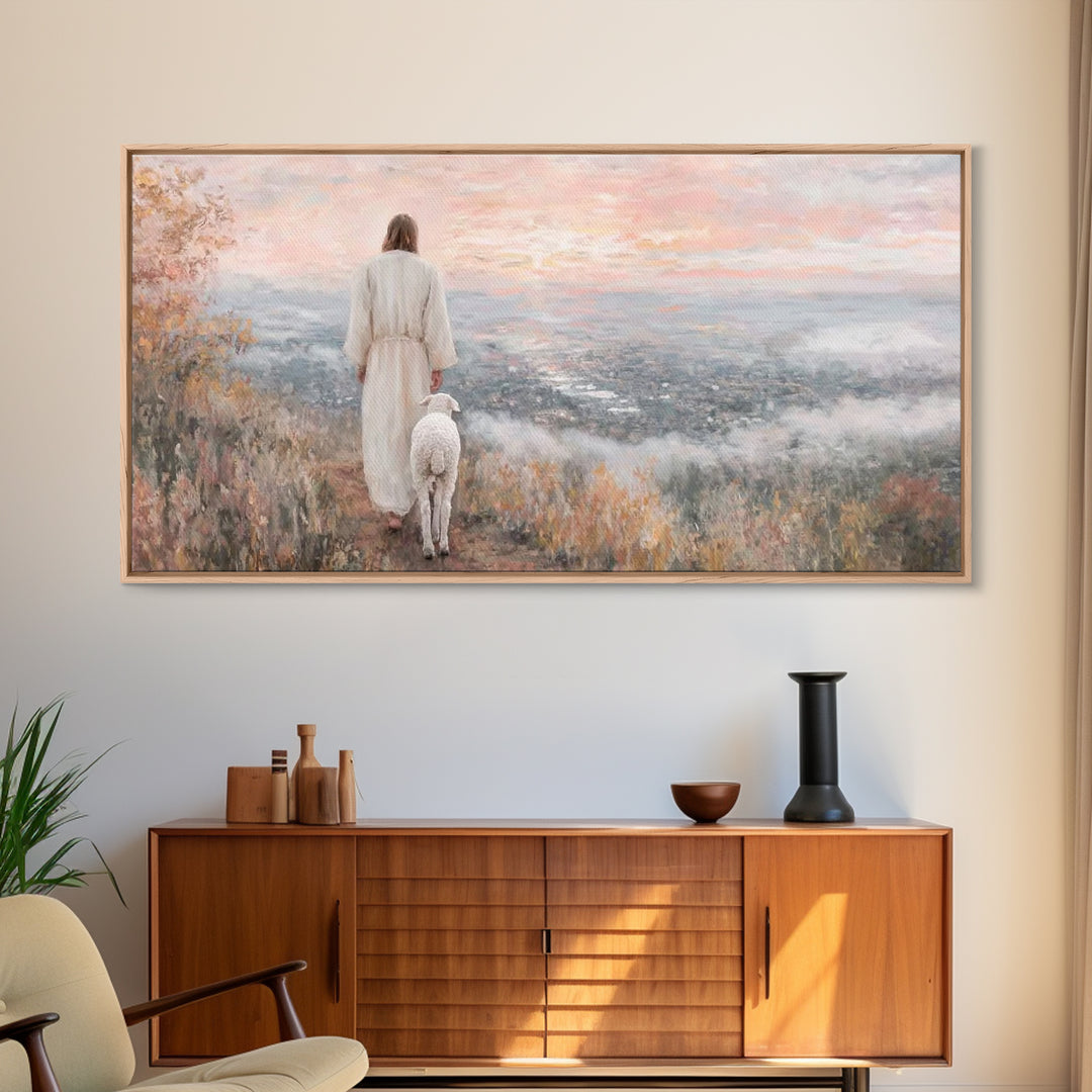 Hillside Blessing – Framed Canvas Print – Jesus Painting – Christian Art Canvas – Christian Wall Art – Christmas Art – Christian Gift – Fai