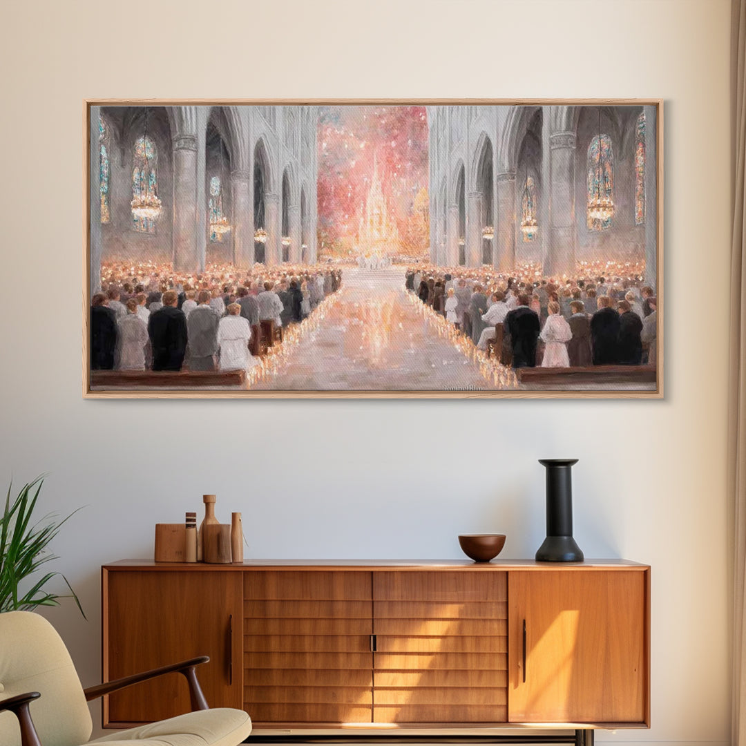 Advent Gathering Glow – Framed Canvas Print – Christian Art Canvas – Christian Christmas Art – Christmas Art Work – Christian Wall Art – Ch
