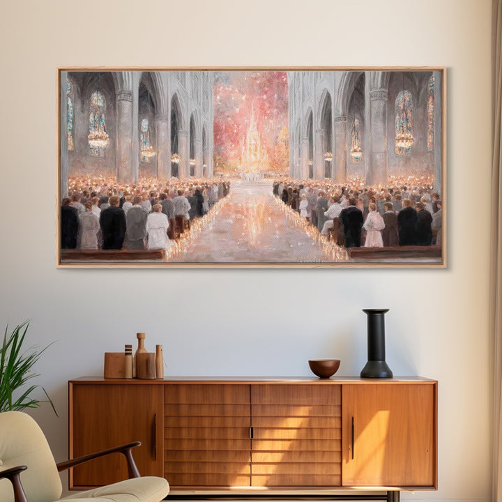 Advent Gathering Glow – Framed Canvas Print – Christian Art Canvas – Christian Christmas Art – Christmas Art Work – Christian Wall Art – Ch
