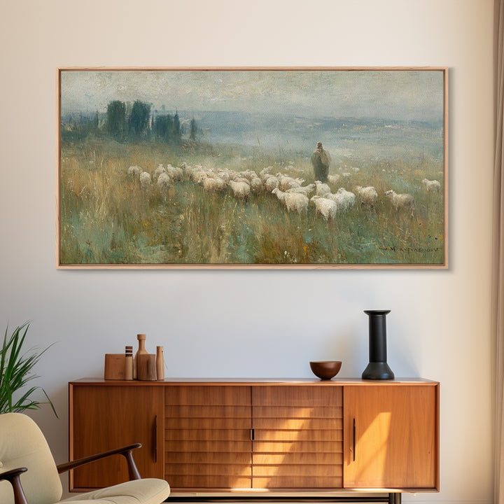 Morning Shepherd Light, Framed Canvas Print, Christian Wall Art, Jesus Painting, Christian Art Canvas, Christian Art, Christian Gift Ideas