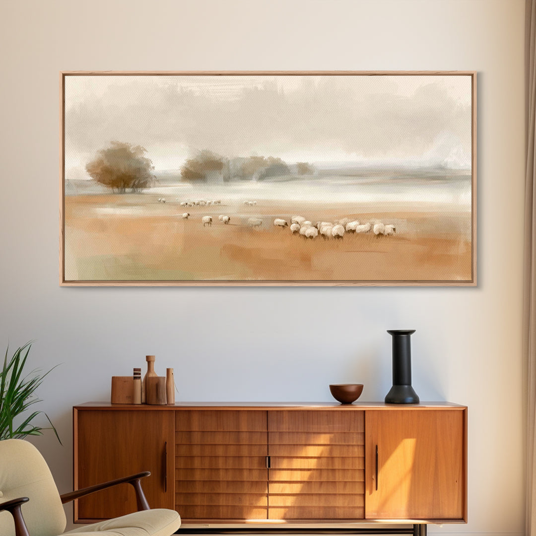 Pastoral Dawn – Framed Canvas Print – Christian Wall Art – Christian Art Canvas – Jesus Painting – Christian Christmas Art