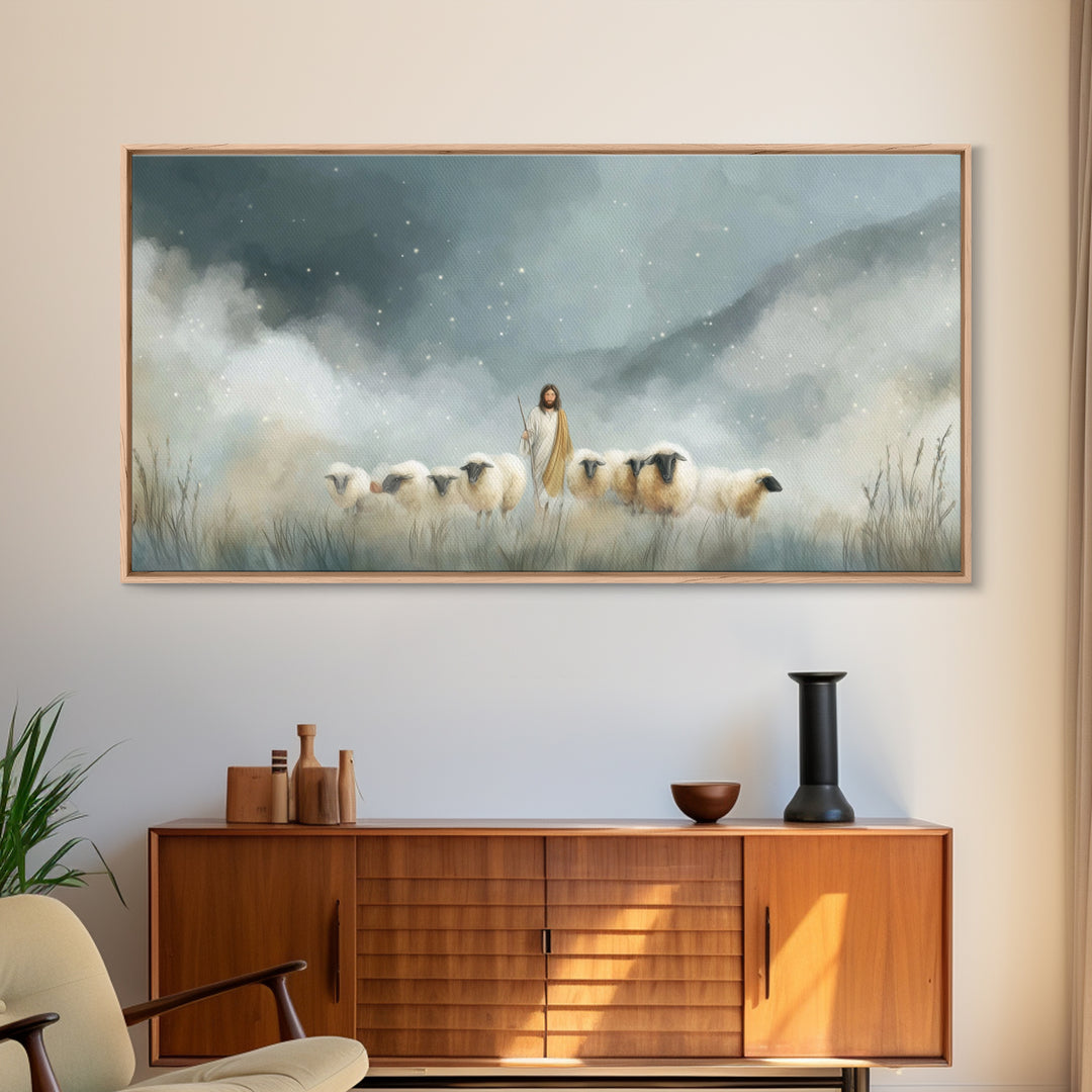 Starry Guidance – Framed Canvas Print, Christian Christmas Art, Christian Art Canvas, Christian Wall Art, Jesus Painting, Christmas Wall Ar