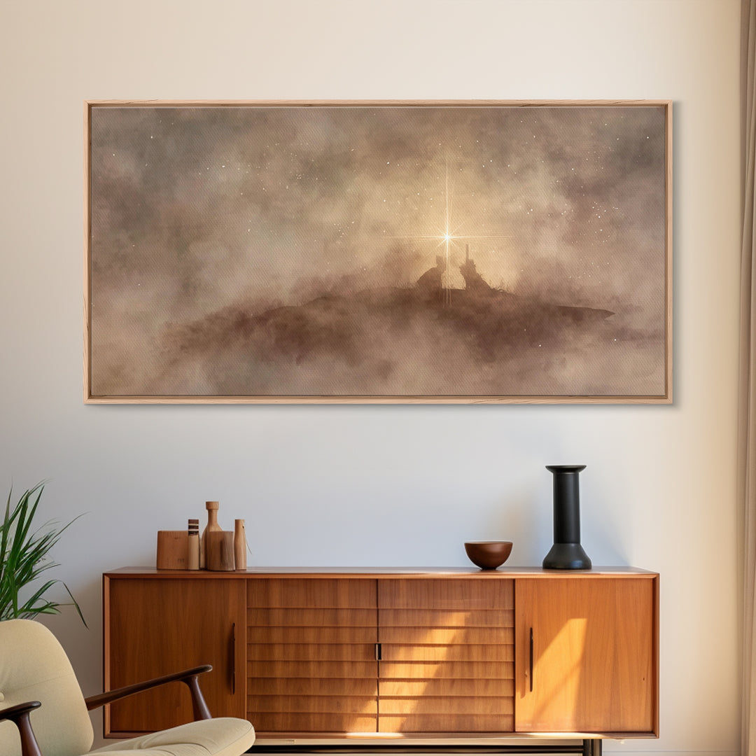 Shepherd’s Vigil – Framed Canvas Print | Christian Christmas Art | Jesus Painting | Christian Art Canvas | Christian Art | Christian Wall A