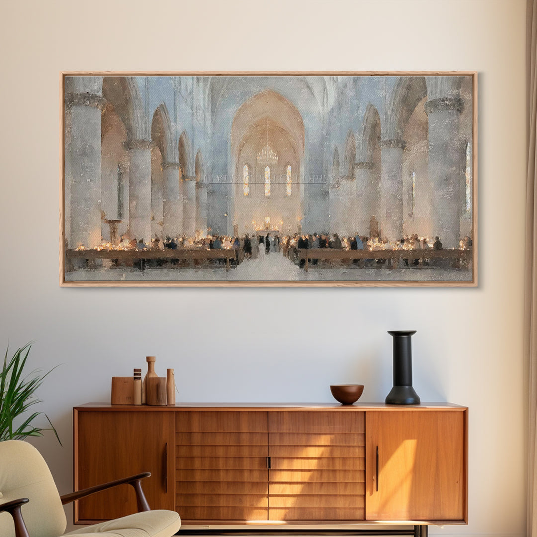 Midnight Mass Grace – Framed Canvas Print – Christian Wall Art – Christmas Art – Christian Art Canvas – Christian Christmas Art – Christian
