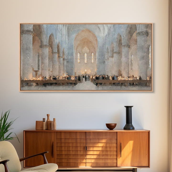 Midnight Mass Grace – Framed Canvas Print – Christian Wall Art – Christmas Art – Christian Art Canvas – Christian Christmas Art – Christian