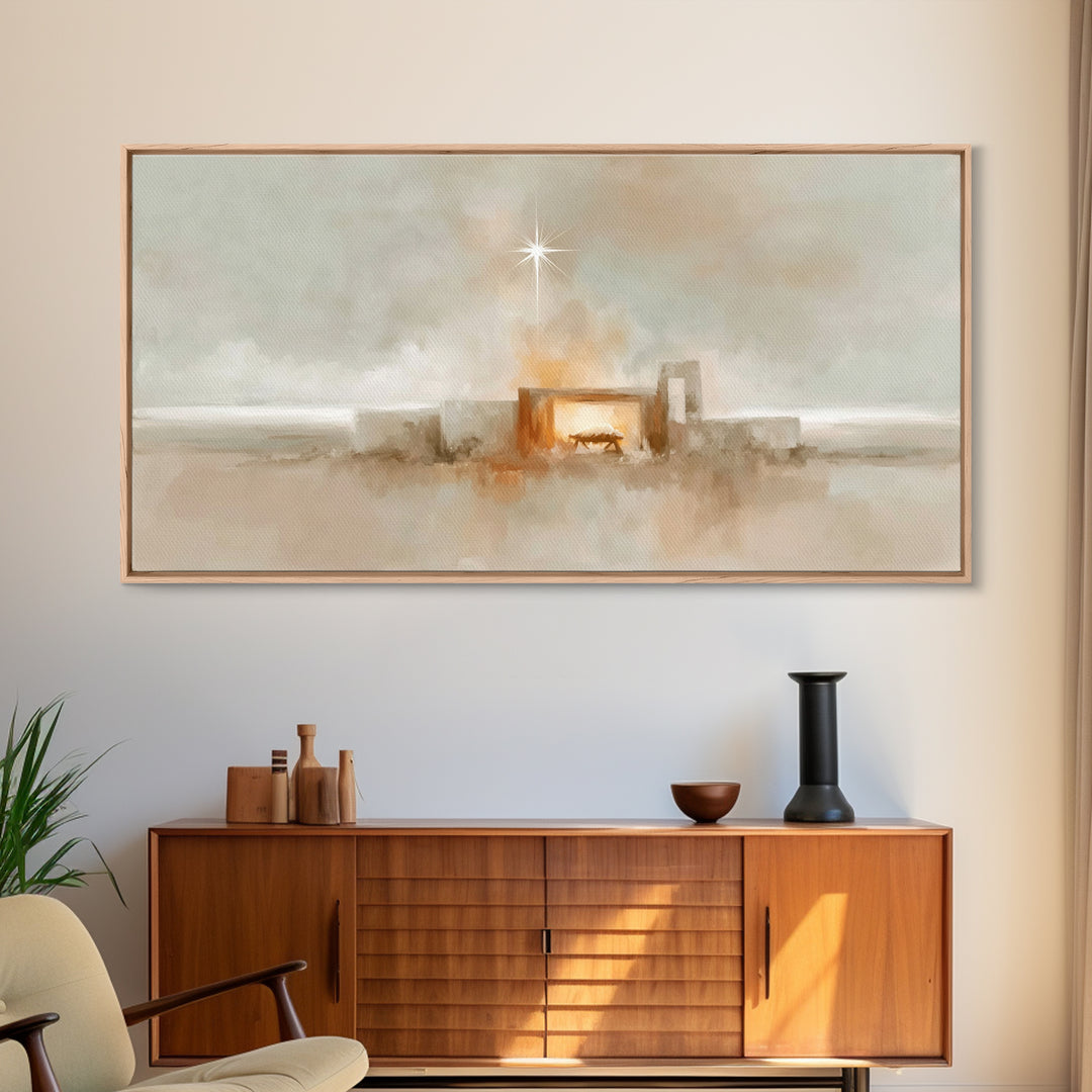 Holy Manger Light – Framed Canvas Print – Christian Christmas Art – Christian Art Canvas – Christian Wall Art – Christmas Art – Christian A