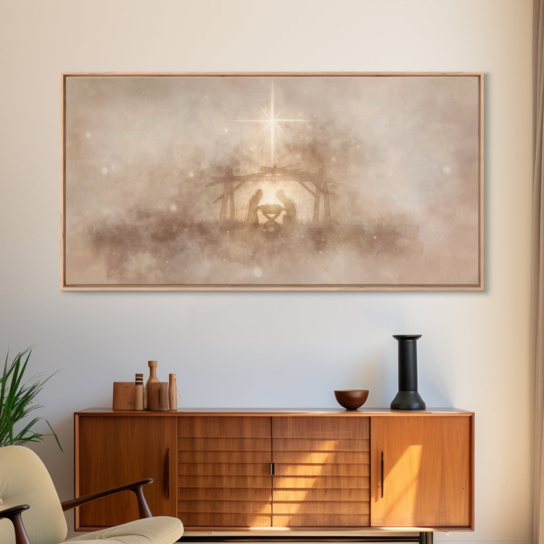 Nativity Wonder, Framed Canvas Print, Christian Art, Christian Christmas Art, Christian Art Canvas, Christmas Wall Art, Christian Wall Art