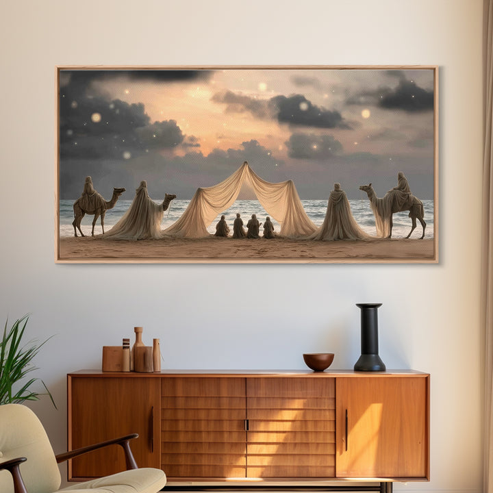 Desert Wanderers – Framed Canvas Print – Christian Art Print – Christian Wall Art – Jesus Painting – Christmas Canvas Wall Art – Christian