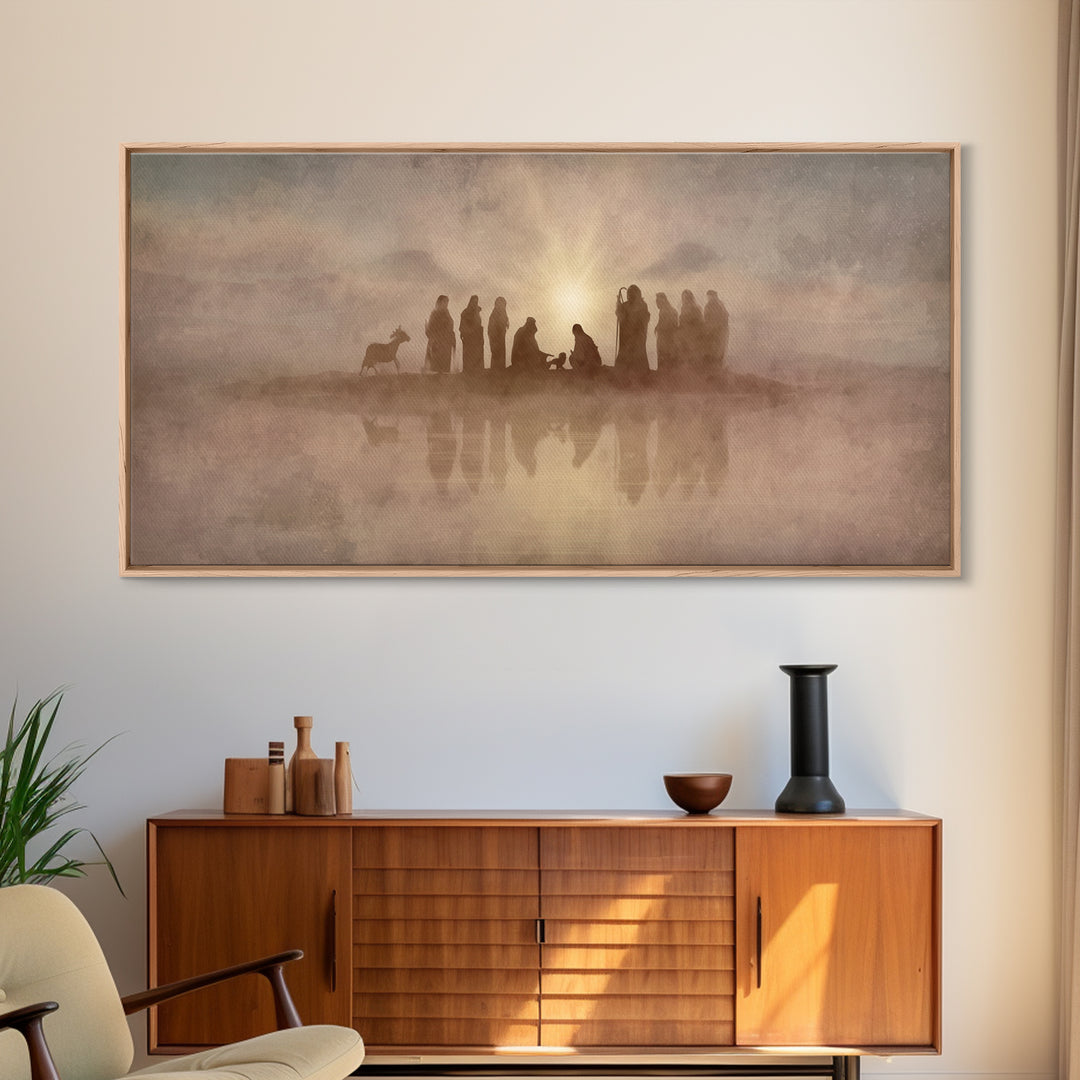 Sacred Gathering – Framed Canvas Print – Christian Paintings – Christian Wall Art – Minimalist Christian Art – Christian Art Canvas – Chris