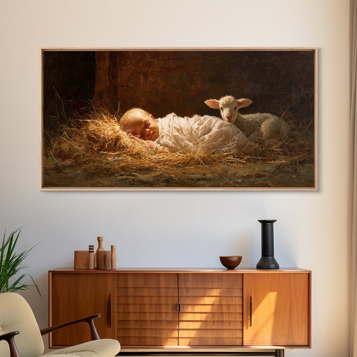 Cradle Hope – Framed Canvas Print – Christmas Art Prints – Christian Wall Art – Jesus Christmas Art – Christian Art Canvas – Christian Deco