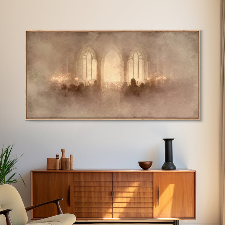 Holy Evening Prayer, Framed Canvas Print, Christian Art Canvas, Christian Wall Art, Christmas Art, Christian Christmas Art, Moody Christian