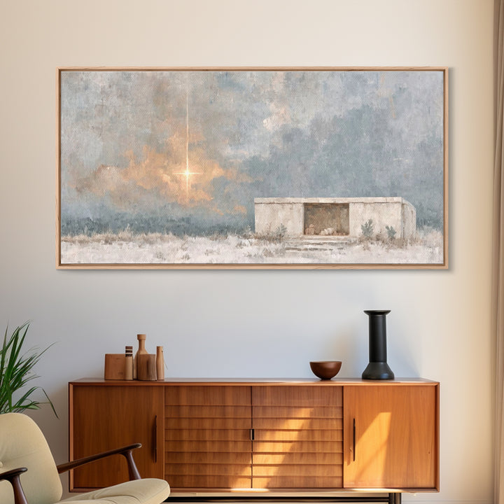 Dawn of Promise – Framed Canvas Print – Christian Art Canvas – Christian Christmas Art – Christmas Wall Art – Christian Art Print – Modern