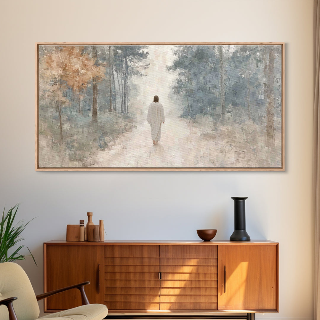 Path of Grace – Framed Canvas Print – Christian Art Print – Jesus Painting – Christian Wall Art – Minimalist Christian Art – Christian Art
