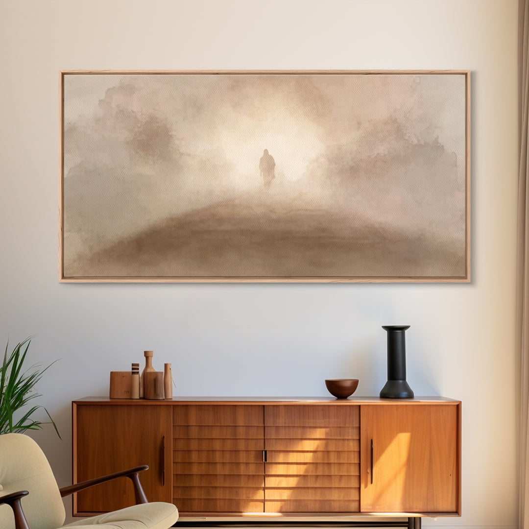 Walk in Light – Framed Canvas Print – Christian Art Canvas – Jesus Art Print – Christian Wall Art – Subtle Christian Art – Modern Christian