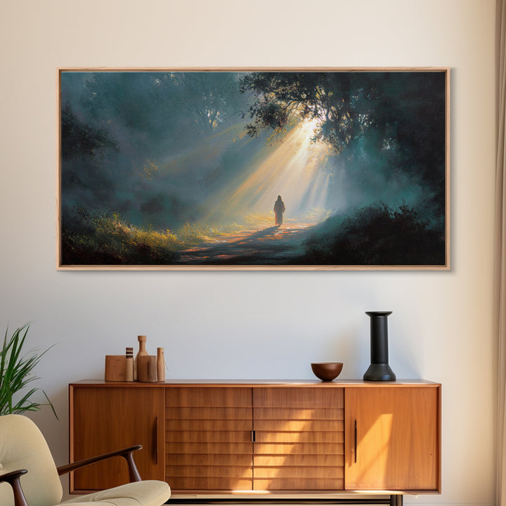Forest Revelation – Framed Canvas Print – Christian Art Canvas – Jesus Art Print – Christian Wall Art – Moody Christian Art – Large Christi