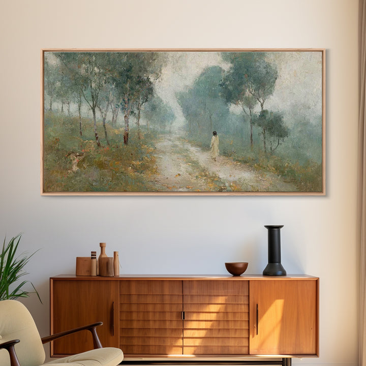 The Quiet Path – Framed Canvas Print – Christian Wall Art – Jesus Painting – Christian Art Canvas – Christian Decor – Christmas Art