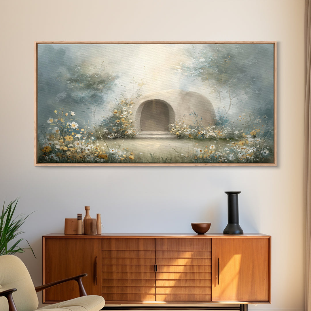 Blooming Sanctuary – Framed Canvas Print – Christian Art – Christian Wall Art – Christian Art Canvas – Christian Decor – Moody Christian Ar