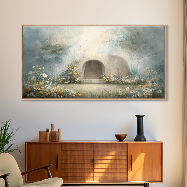 Blooming Sanctuary – Framed Canvas Print – Christian Art – Christian Wall Art – Christian Art Canvas – Christian Decor – Moody Christian Ar