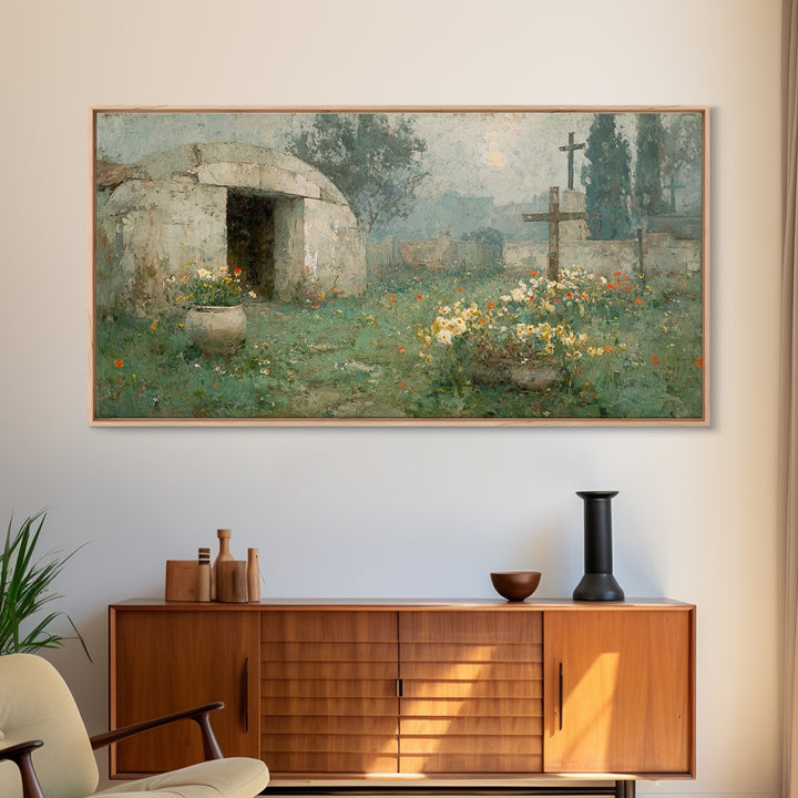 Risen Morning – Framed Canvas Print – Christian Wall Art – Christian Art Canvas – Christian Decor – Christian Art – Modern Christian Art