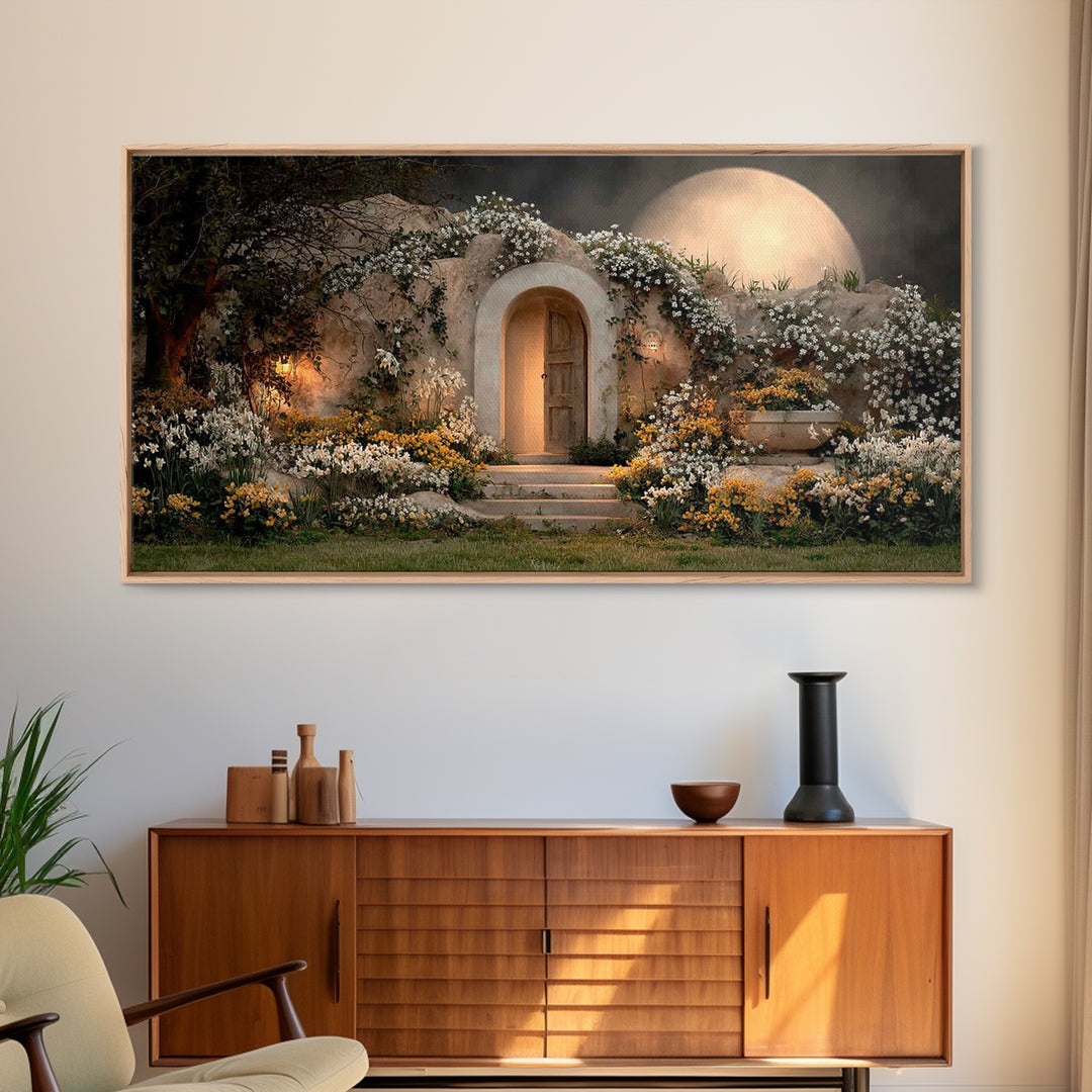 Moonlit Redeemer – Framed Canvas Print – Christian Wall Art – Christian Art Canvas – Christian Decor – Jesus Painting – Christian Art