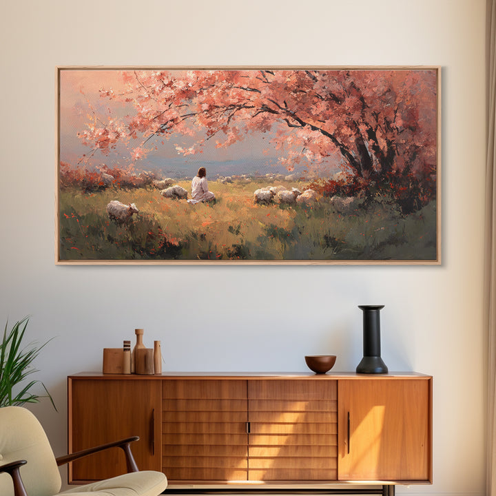 Blossoms Of Grace – Framed Canvas Print – Christian Wall Art – Jesus Painting – Christian Art Canvas – Christmas Art