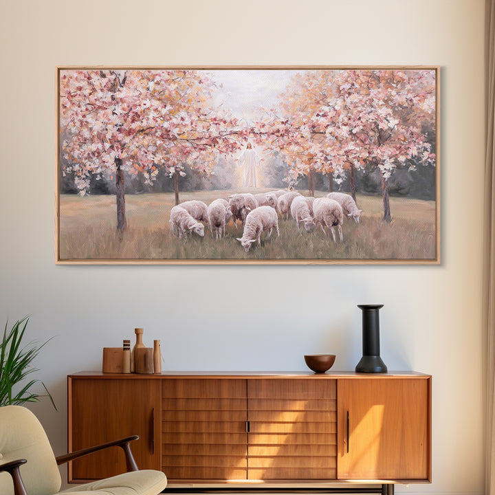 Radiant Pasture Hope – Framed Canvas Print – Christian Art Canvas – Jesus Painting – Christmas Art – Christian Wall Art