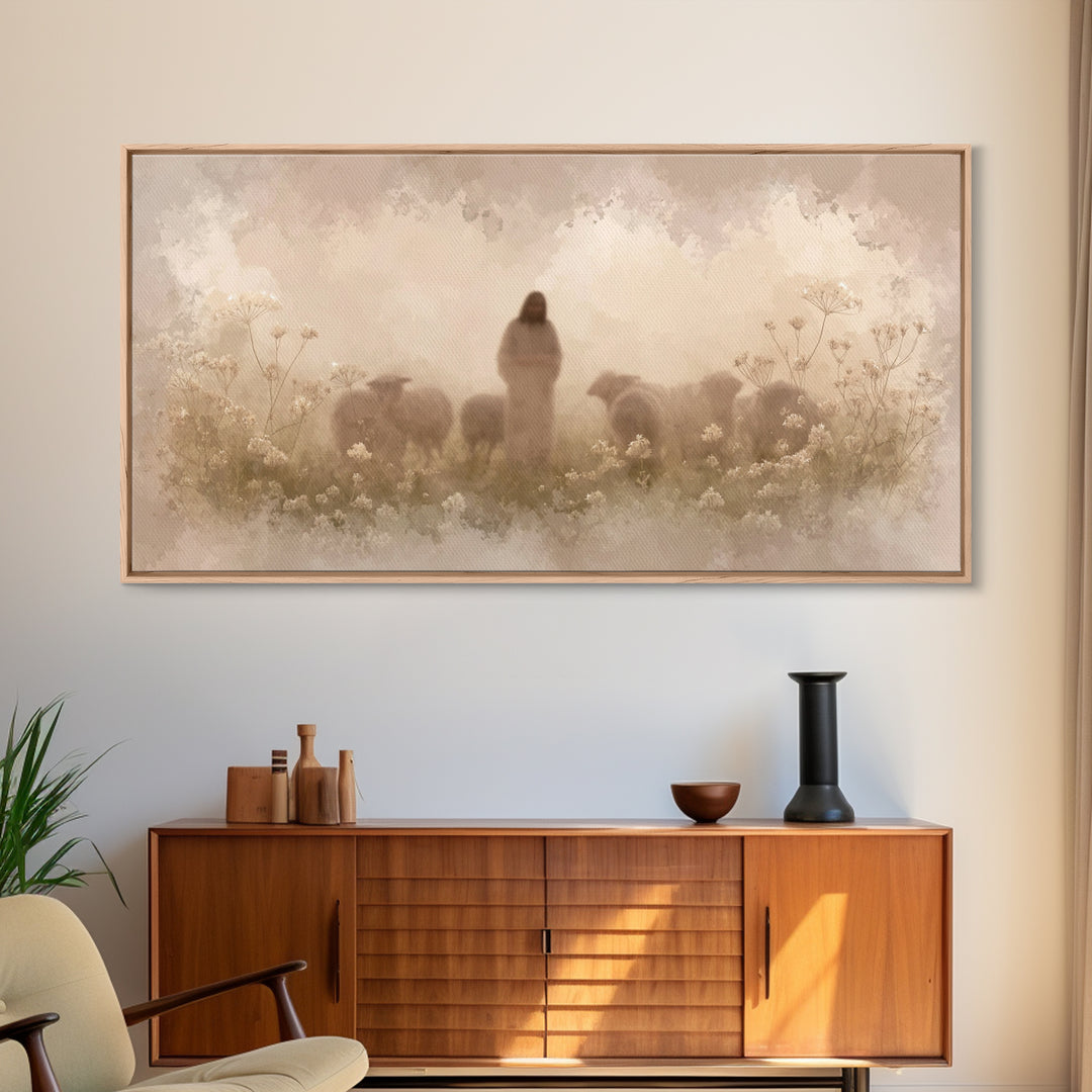 Pastoral Spring Calm – Framed Canvas Print – Christian Art – Jesus Painting – Christian Art Canvas – Christmas Wall Art