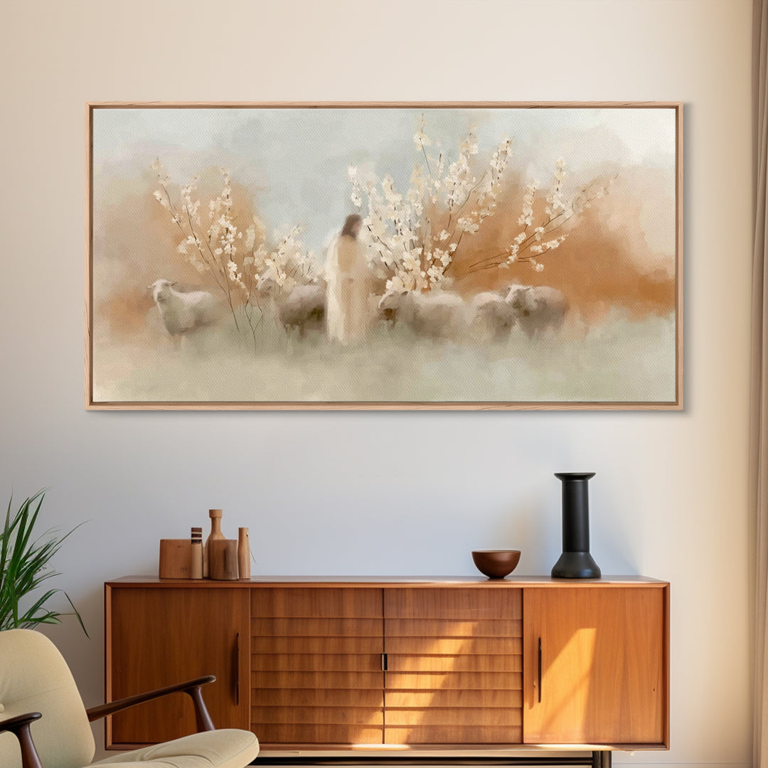 Morning Grace Path | Framed Canvas Print | Jesus Painting | Christian Wall Art | Christmas Art | Christian Art Canvas